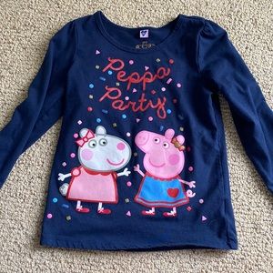 Peppa Pig Navy Long Sleeve Tee with Pink and Red Accents